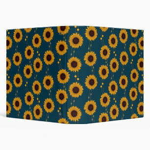 Classeur Tournesol Art Nouveau Rétro Fleurs Jaunes Rayures