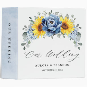 Classeur Tournesol Dusty Blue Slate Peony Mariage floral