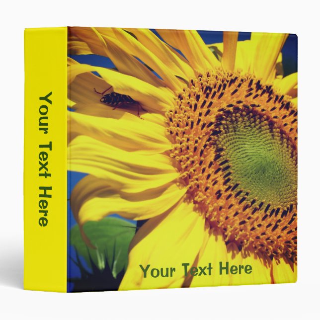 Classeur Tournesol et ami Nature Personnalisé (Devant/Côté)
