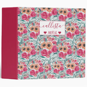 Classeur Tournesol Fleur sauvage aquarelle motif floral
