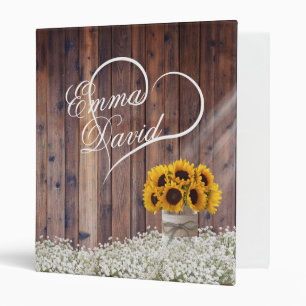 Classeur Tournesol rustique Mason Jar Floral Mariage Album