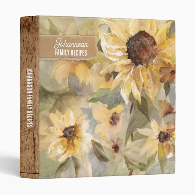 Classeur Tournesol Terrain Personnalisé Recette 3 Cercles C (Devant/Côté)