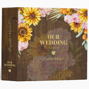Classeur Tournesols Rustiques Personnalisés Mariage Roses R