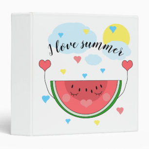 Classeur tranche de pastèque, texte, "J'aime l'été",