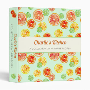 Classeur Tranches de Citron Aquarelle Recettes de Cuisine V