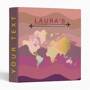 Classeur Travel Adventure Carte du monde Aquarelle Wagues 3