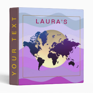 Classeur Travel Adventure Purple World Map paysage