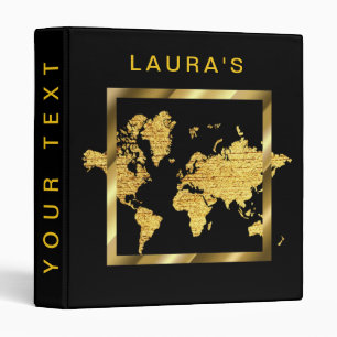 Classeur Travel Adventure World Map Gold Faux Géométrie