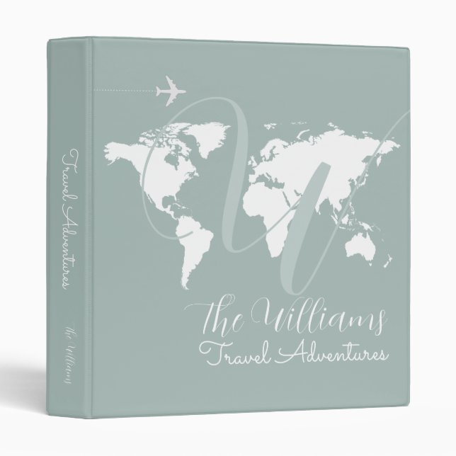 Classeur Travel Adventures World Map personnalisé bleu (Devant/Côté)