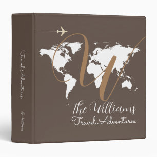 Classeur Travel Adventures World Map personnalisé marron