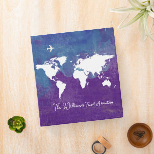 Classeur Travel Adventures World Map personnalisé violet bl