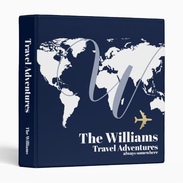Classeur Travel Adventures WorldWide Modern bleu (Devant/Côté)