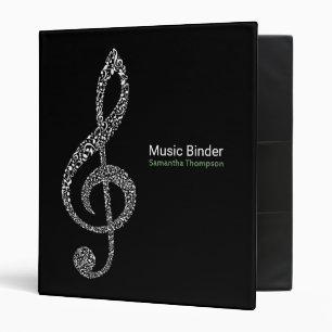 Classeur Treble Clef Music Notes Nom complet Noir et blanc