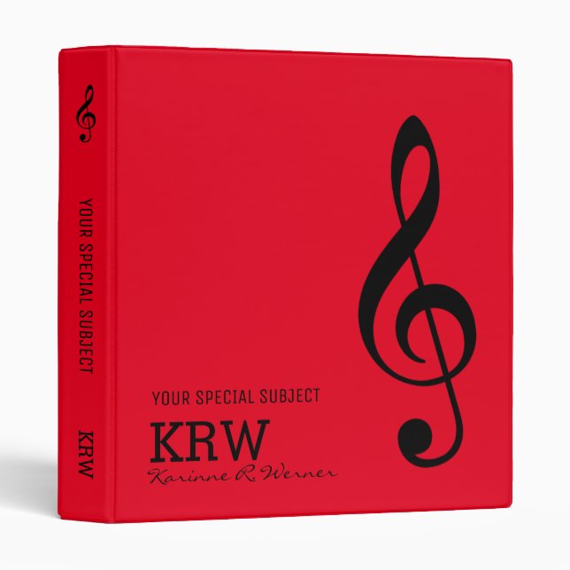 Classeur Tréble Clef note musicale Rouge (Devant/Côté)