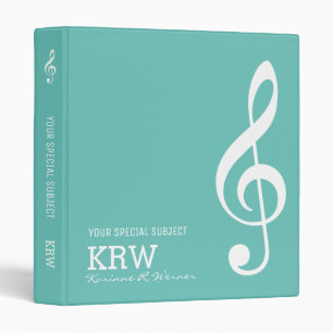 Classeur Treble Clef note musicale sur le bleu Turquoise