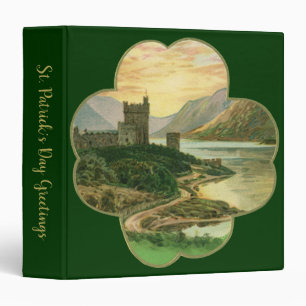 Classeur Trèfle doré chanceux vintage avec un château irlan