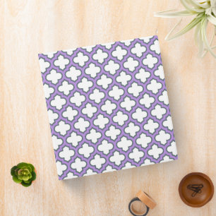 Classeur Trellis blanc et violet, treillis, Quatrefoil