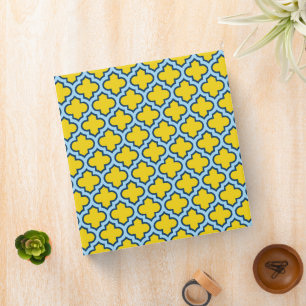 Classeur Trellis jaune et bleu bébé, treillis, Quatrefoil