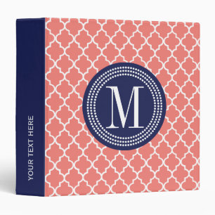 Classeur Trellis marocain de corail de tuiles personnalisé