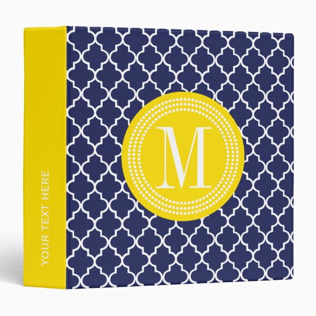 Classeur Trellis marocain de tuiles de marine personnalisé (Devant/Côté)