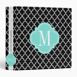 Classeur Trellis marocain noir chic personnalisé