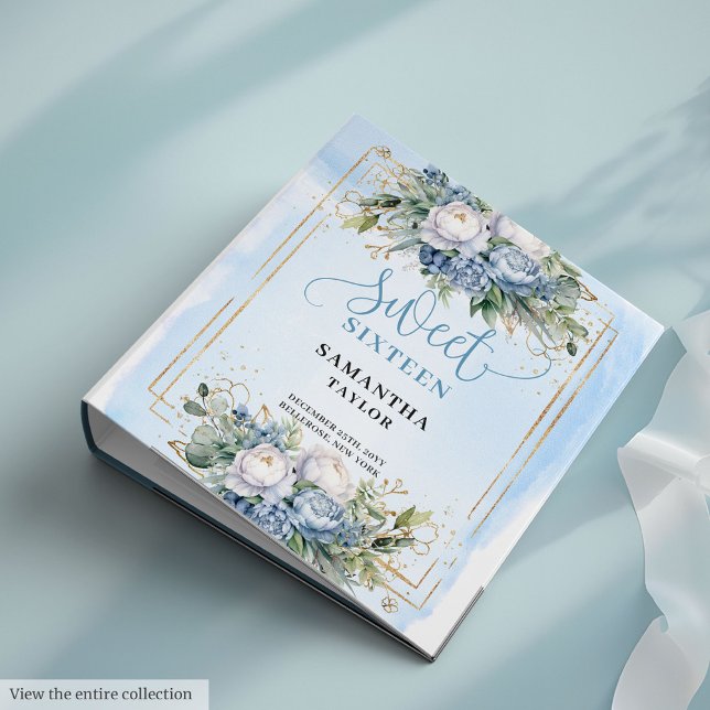 Classeur Trendy Boho Dusty Blue Cream Flowers Sweet 16 (Trendy Boho Dusty Blue Cream Flowers Sweet 16)