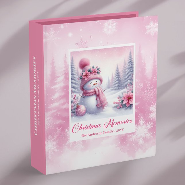 Classeur Trendy Pink Snowman Cozy Winter Christmas Memory  (Trendy Pink Snowman Cozy Winter Christmas Memory Album Binder

)