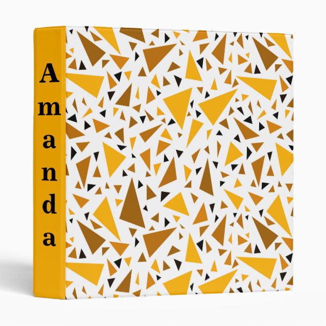 Classeur Triangles brun jaune sur arrière - plan rétro blan (Devant/Côté)