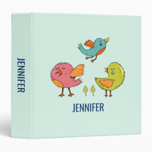 Classeur Trio d'oiseaux Whimsical colorés et mignons