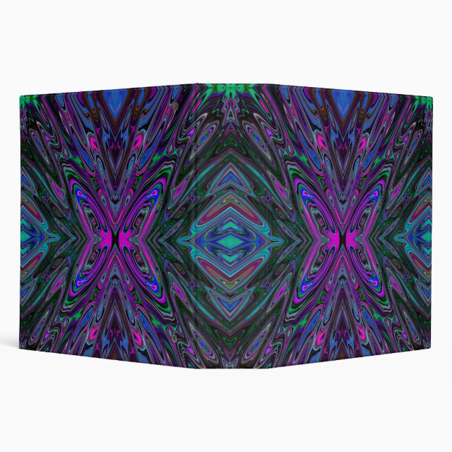 Classeur Trippy Magenta, Bleu et Vert Papillon Abstrait (Arrière-plan)