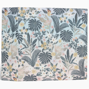 Classeur Tropcal Grey Gold Foliage Floral Pattern