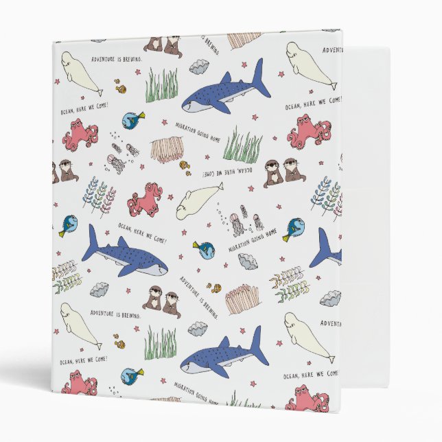 Classeur Trouver Dory Cartoon Motif blanc (Devant/intérieur)