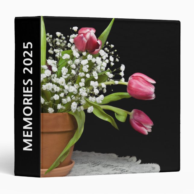Classeur Tulipes de printemps en pot (Devant/Côté)