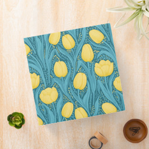 Classeur Tulipes en bleu et jaune