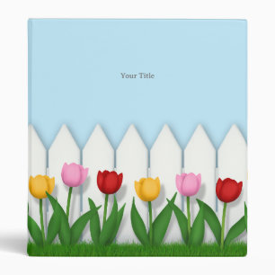 Classeur Tulipes gaies et picket blanc clôture personnalisé
