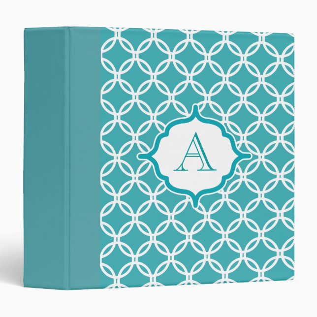 Classeur Turquoise de dentelle monogramme (Devant/Côté)