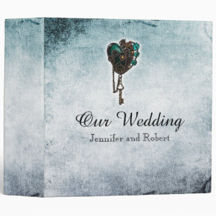 Classeur turquoise de mariage de coeur de
