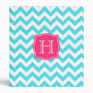 Classeur Turquoise de zigzag et monogramme fait sur
