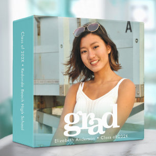 Classeur Turquoise diplôme photo typographie gras nom souve