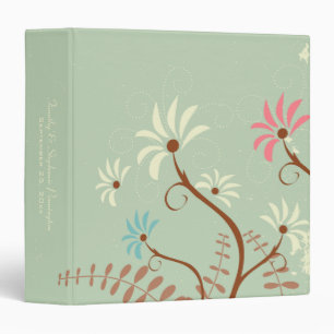 Classeur Turquoise doux chic + crème fleurie mariage avery