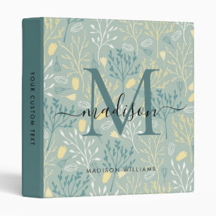 Classeur Turquoise Green Botanique Feuilles Monogram Office