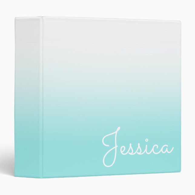 Classeur Turquoise pâle et Ombre blanc (Devant/Côté)