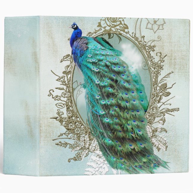 Classeur Turquoise Shabby Peacock (Devant/Côté)