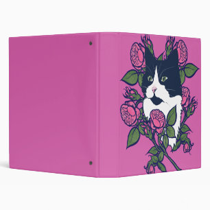 Classeur Tuxedo Cat Peony Floral Art Tuxie