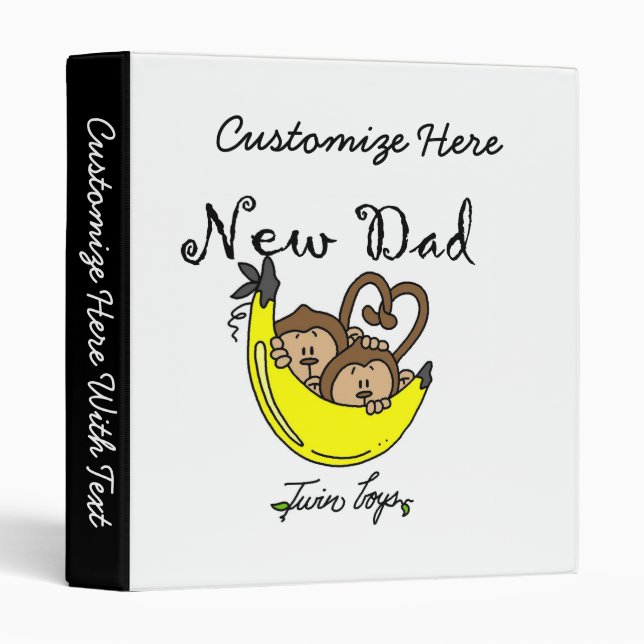 Classeur Twin Boys Singes Nouveau Papa Cadeaux (Devant/Côté)