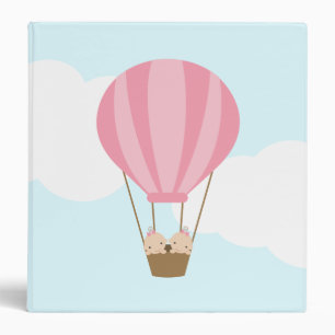 Classeur Twin Girls in Pink Hot Air Balloon