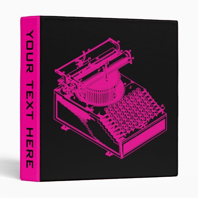 Classeur Type Machine à écrire Magenta (Devant/Côté)