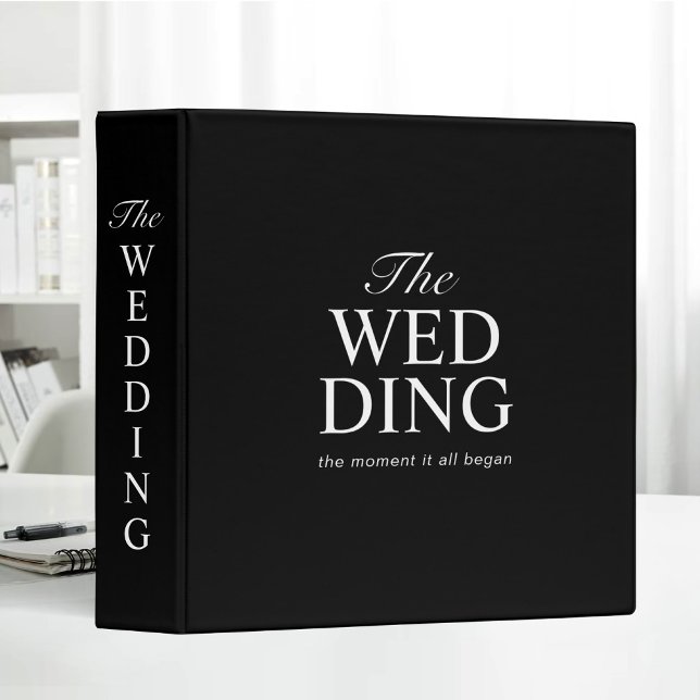 Classeur Typographie de mariage tendance gras noir blanc (Créateur téléchargé)