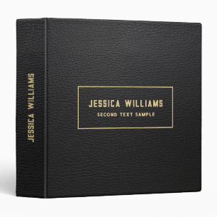 Classeur Typographie d'or en cuir Vintage noir