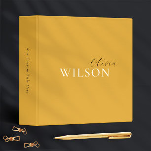 Classeur Typographie minimaliste de script moutarde Jaune
